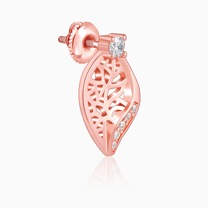 Rose Gold Leafy Filigree Earrings - Image 4