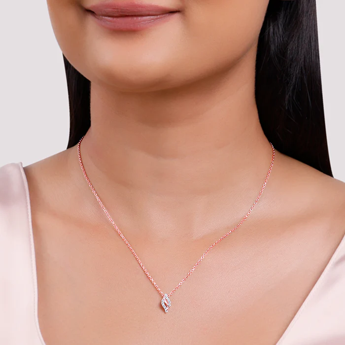 Rose Gold Leafy Hug Pendant With Link Chain - Image 3