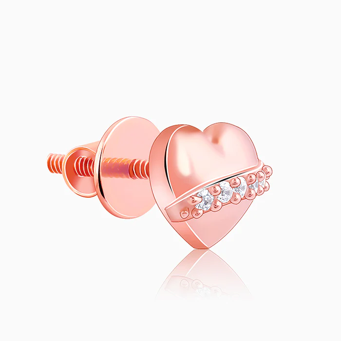 Rose Gold Locket Love Stud Earrings - Image 4