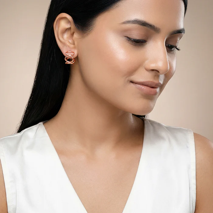 Rose Gold Loop Theory Earrings - Image 3