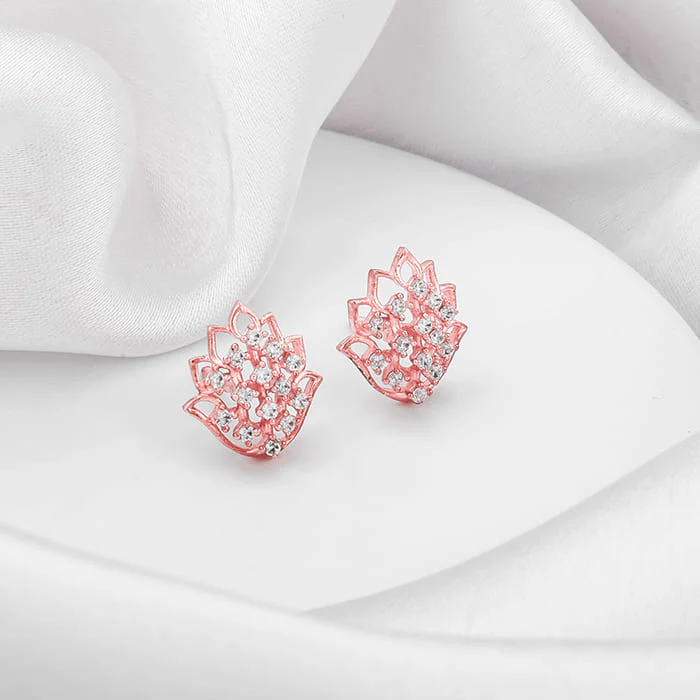Rose Gold Lotus Radiance Earrings - Image 2