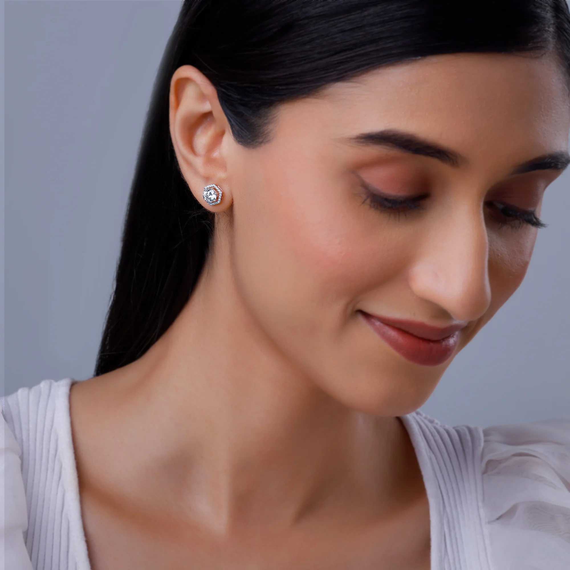 Rose Gold Lovable Solitaire Diamond Earrings - Image 3