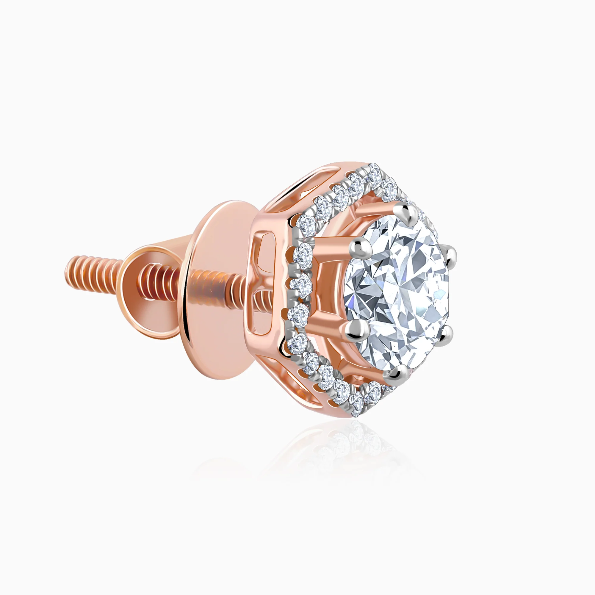 Rose Gold Lovable Solitaire Diamond Earrings - Image 4