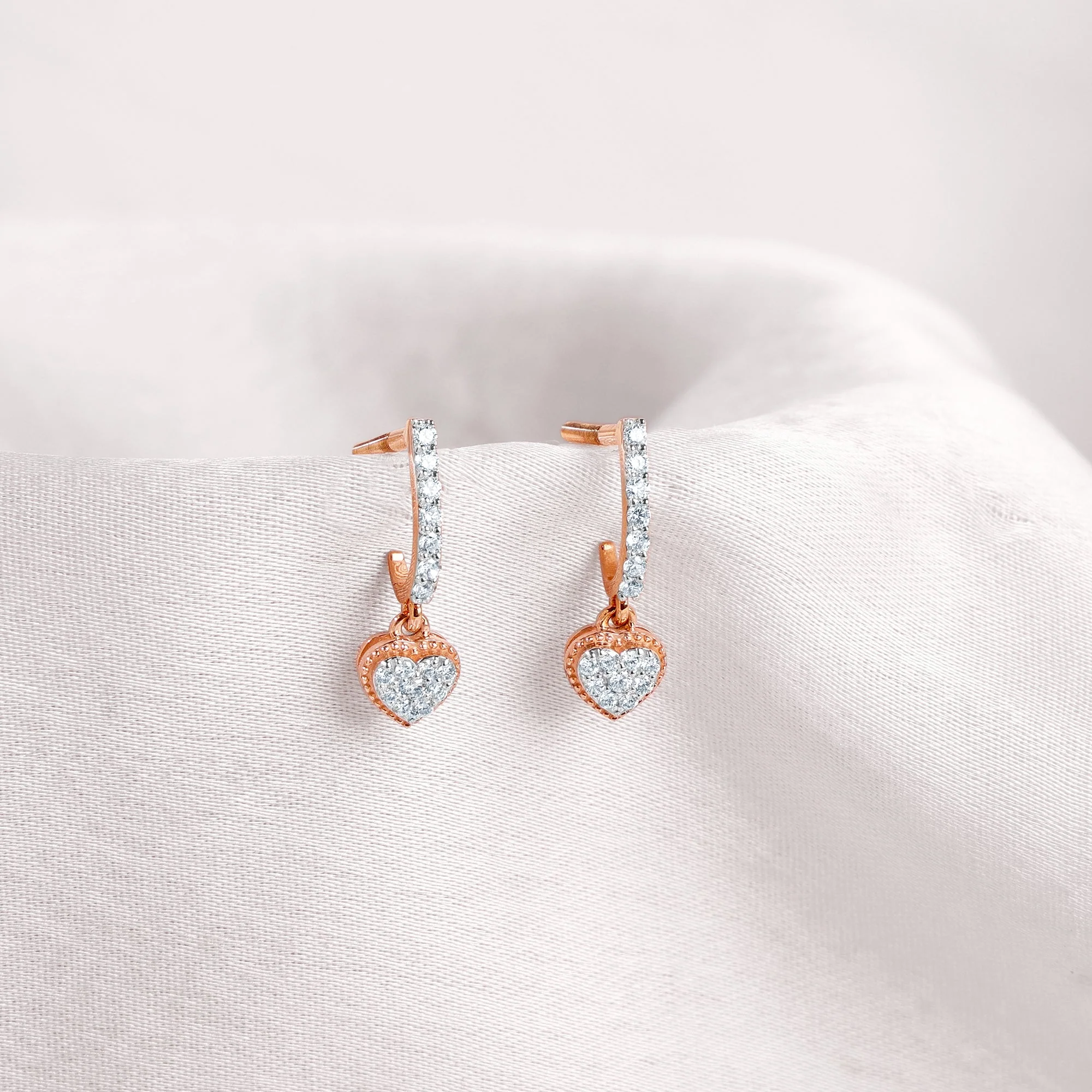 Rose Gold Love Dose Lab Grown Diamond Hoop Earrings - Image 2