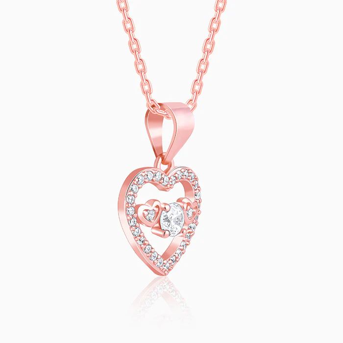 Anushka Sharma Rose Gold Love Heart Pendant with Link Chain - Image 4