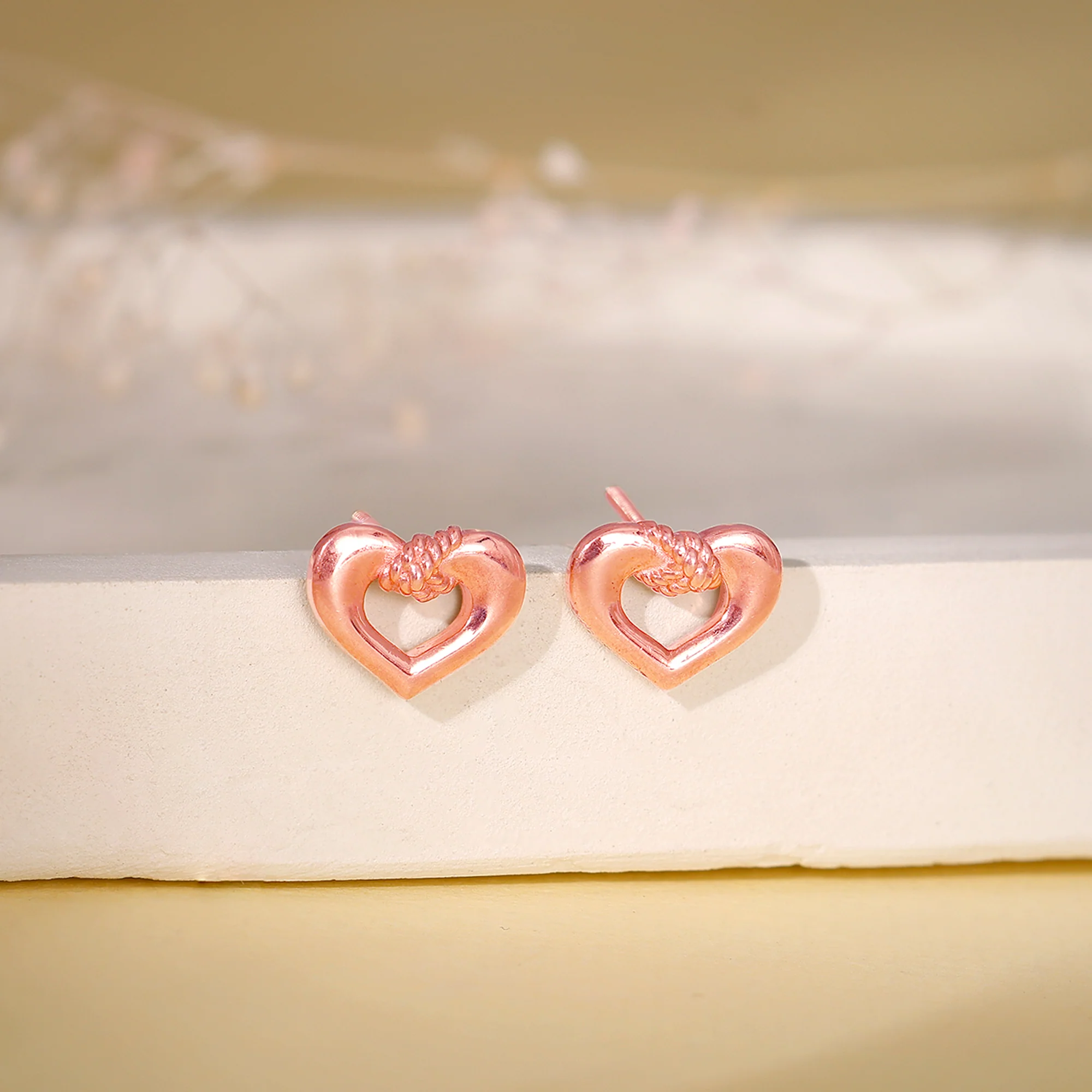 Rose Gold Loveknot Earrings - Image 2
