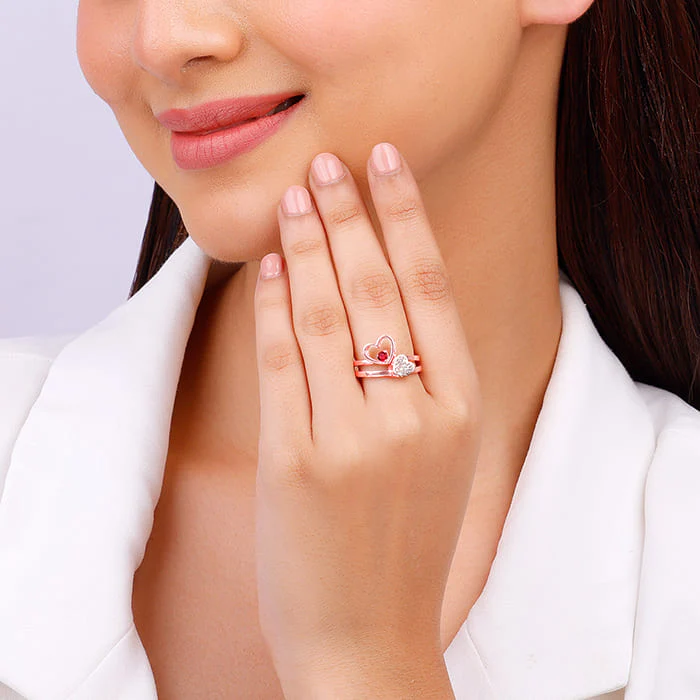 Rose Gold Lovie Dovie Stackable Rings - Image 3