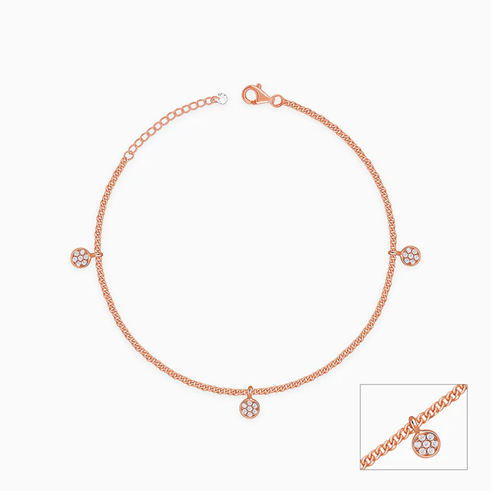 Rose Gold Luna Dot Anklet - Image 3