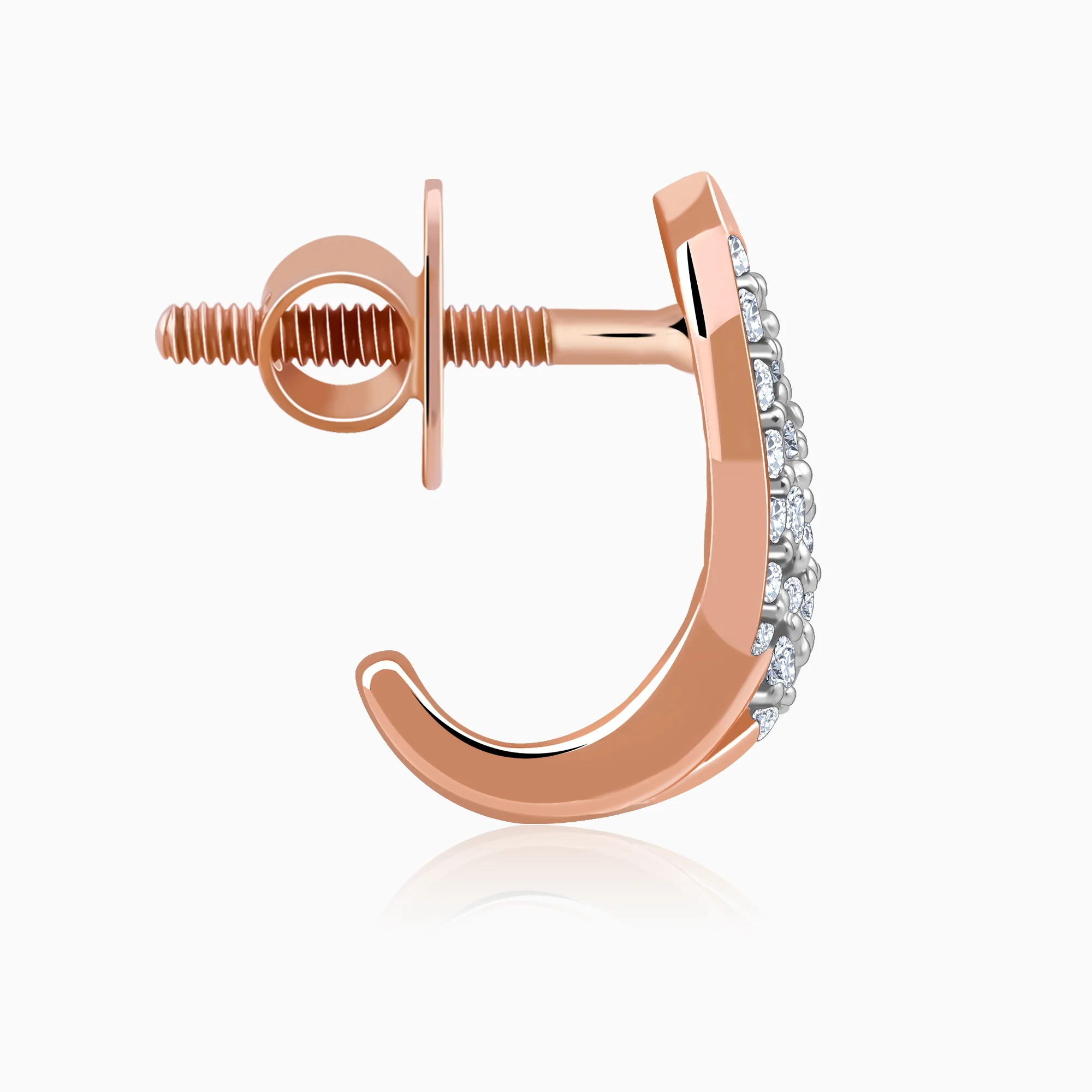 Rose Gold Luna J-hoop Lab Grown Diamond Earrings - Image 5