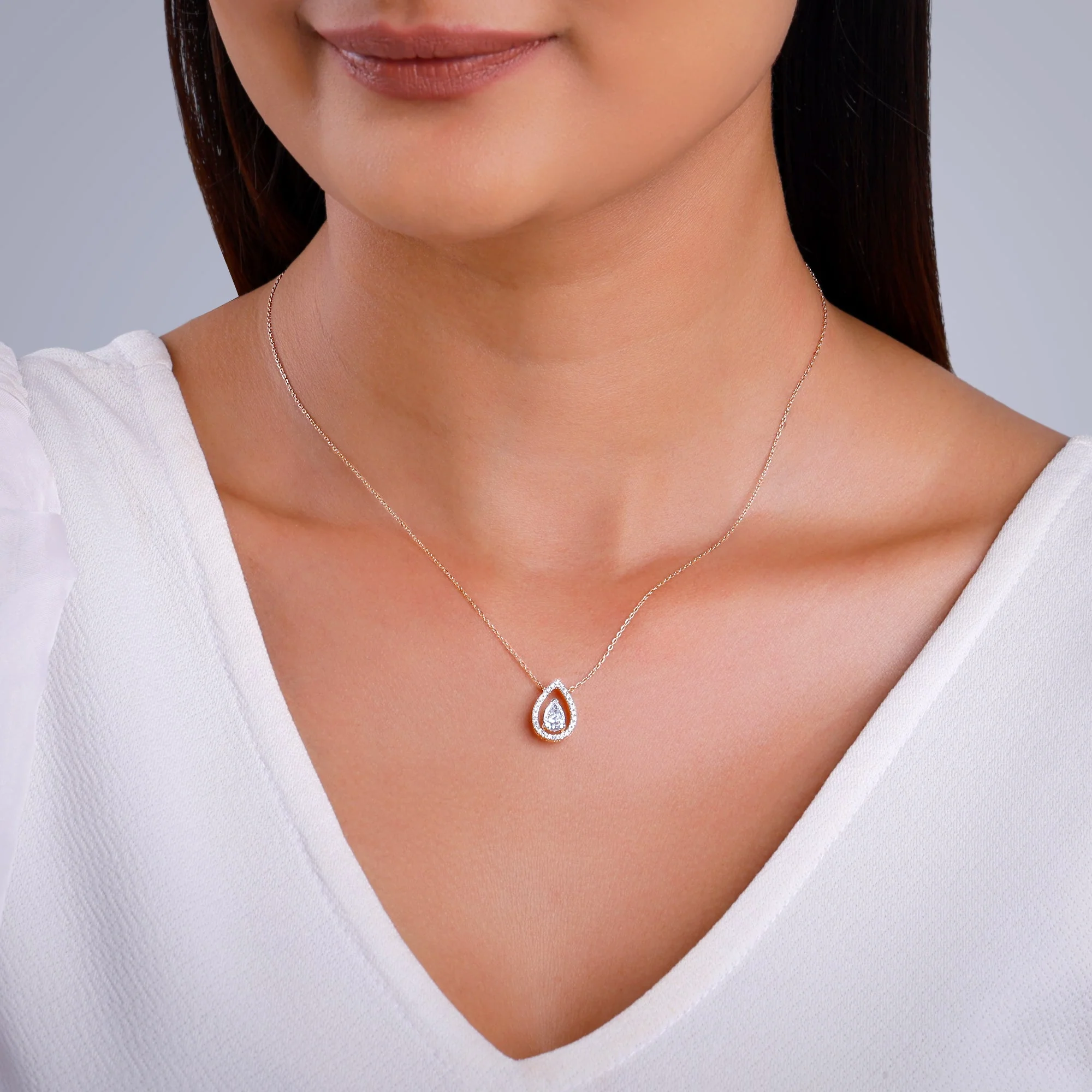 Rose Gold Magical Dewdrop Lab Grown Diamond Necklace - Image 3
