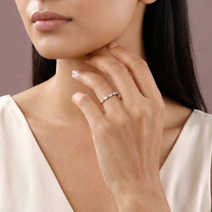 Rose Gold Marquise Half Eternity Ring (Size 12) - Image 3