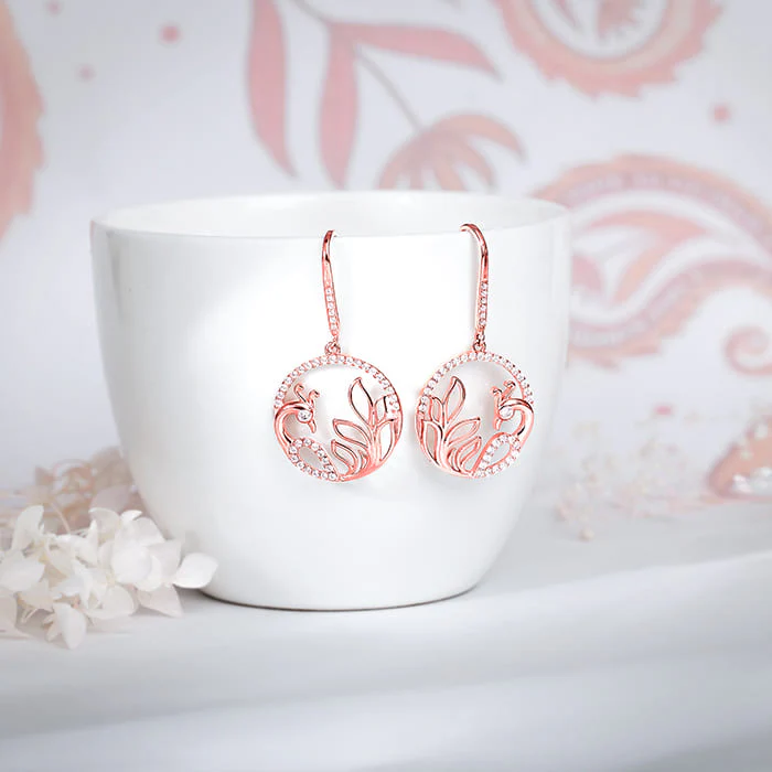 Rose Gold Mayura Hoop Earrings - Image 2