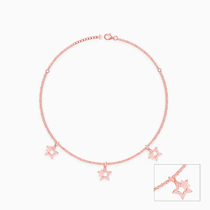 Rose Gold Merging Stars Anklet - Image 3