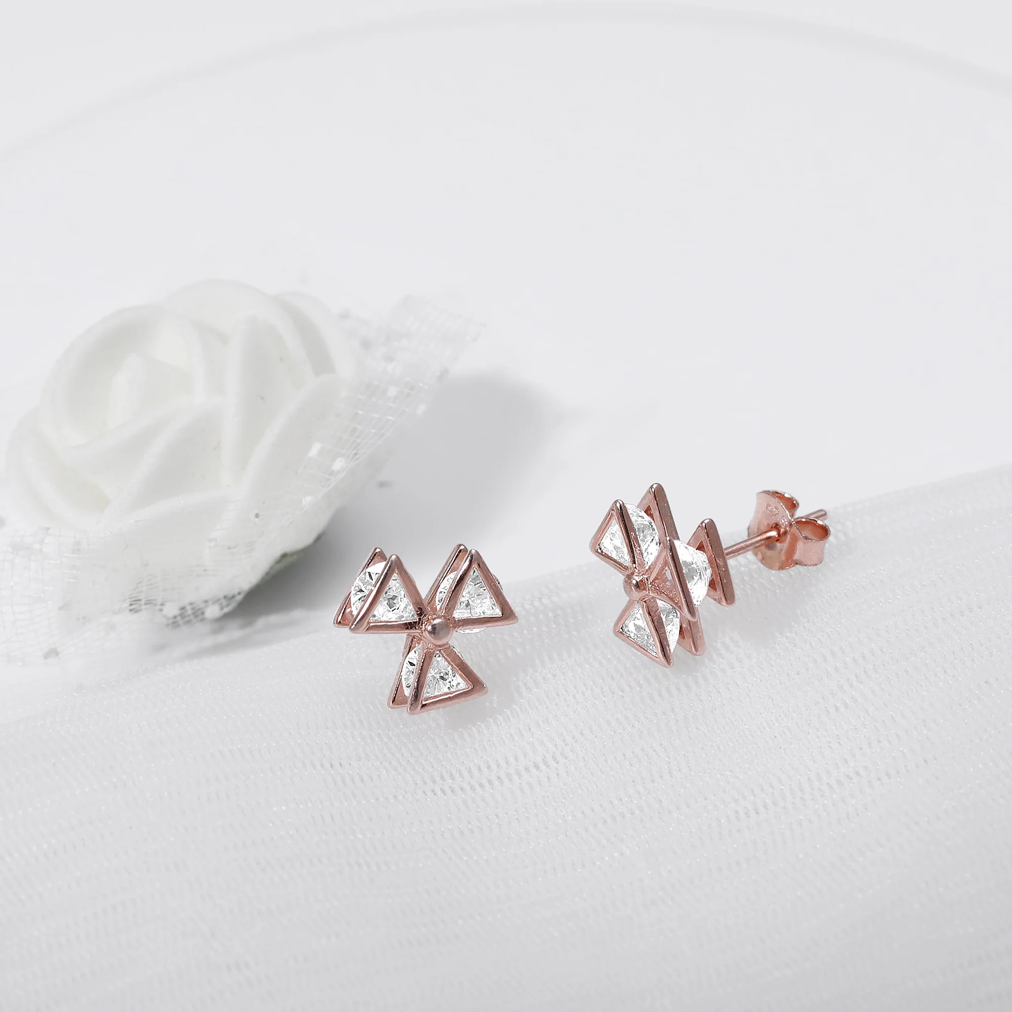 Rose Gold Mini Windmill Earrings - Image 3