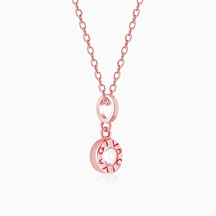 Rose Gold Minimal Zircon Pendant with Link Chain - Image 4