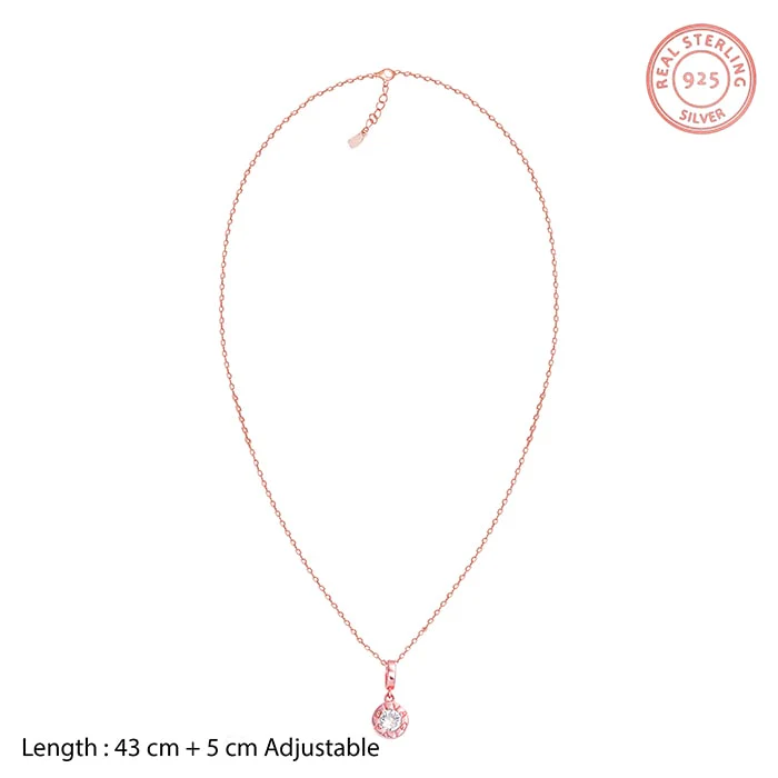 Rose Gold Minimal Zircon Pendant with Link Chain - Image 6
