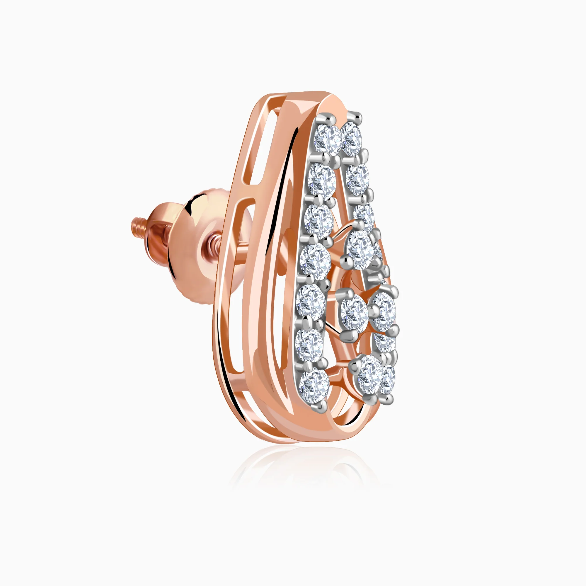 Rose Gold Modern Pear Lab Grown Diamond Earrings - Image 4