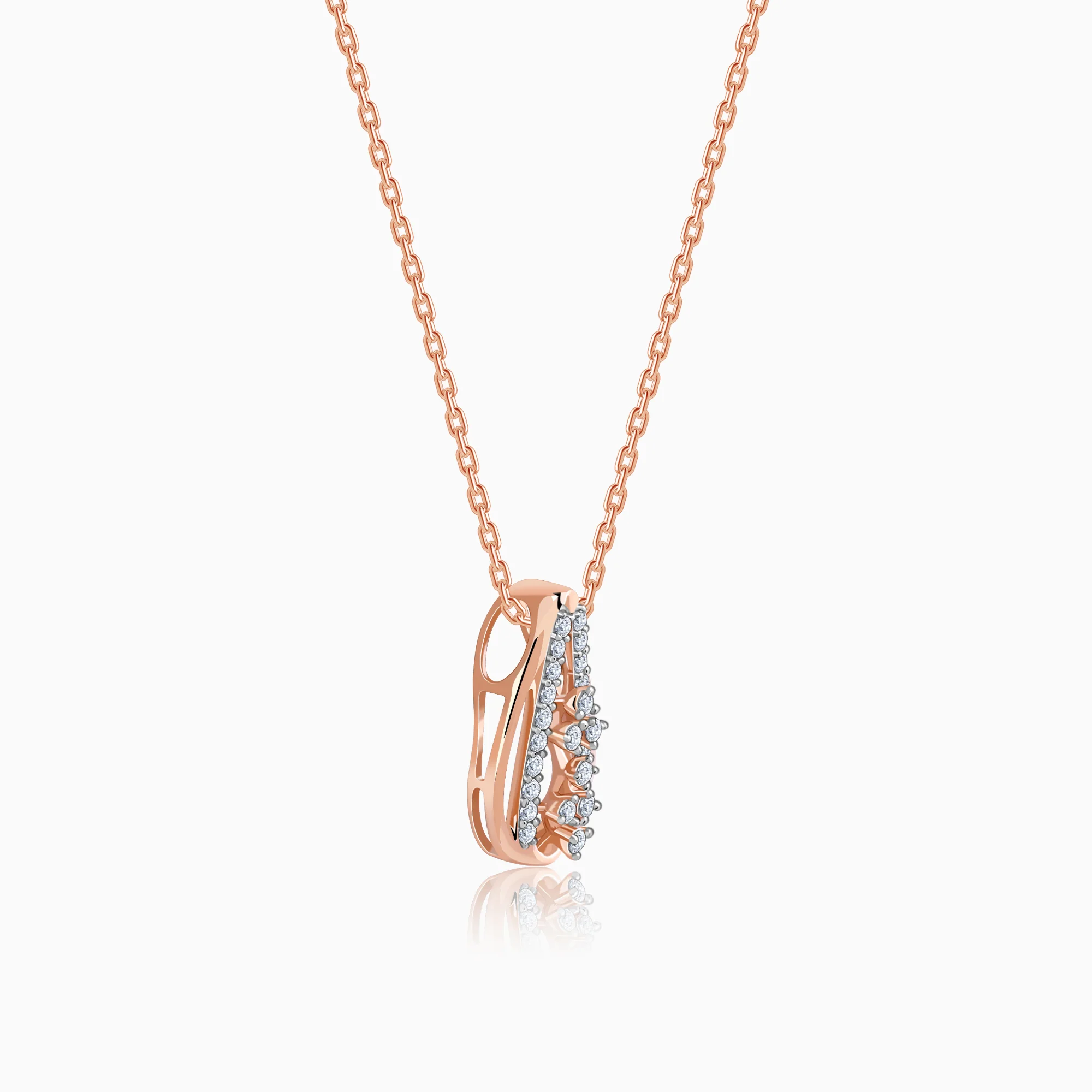 Rose Gold Modern Pear Lab Grown Diamond Pendant - Image 4