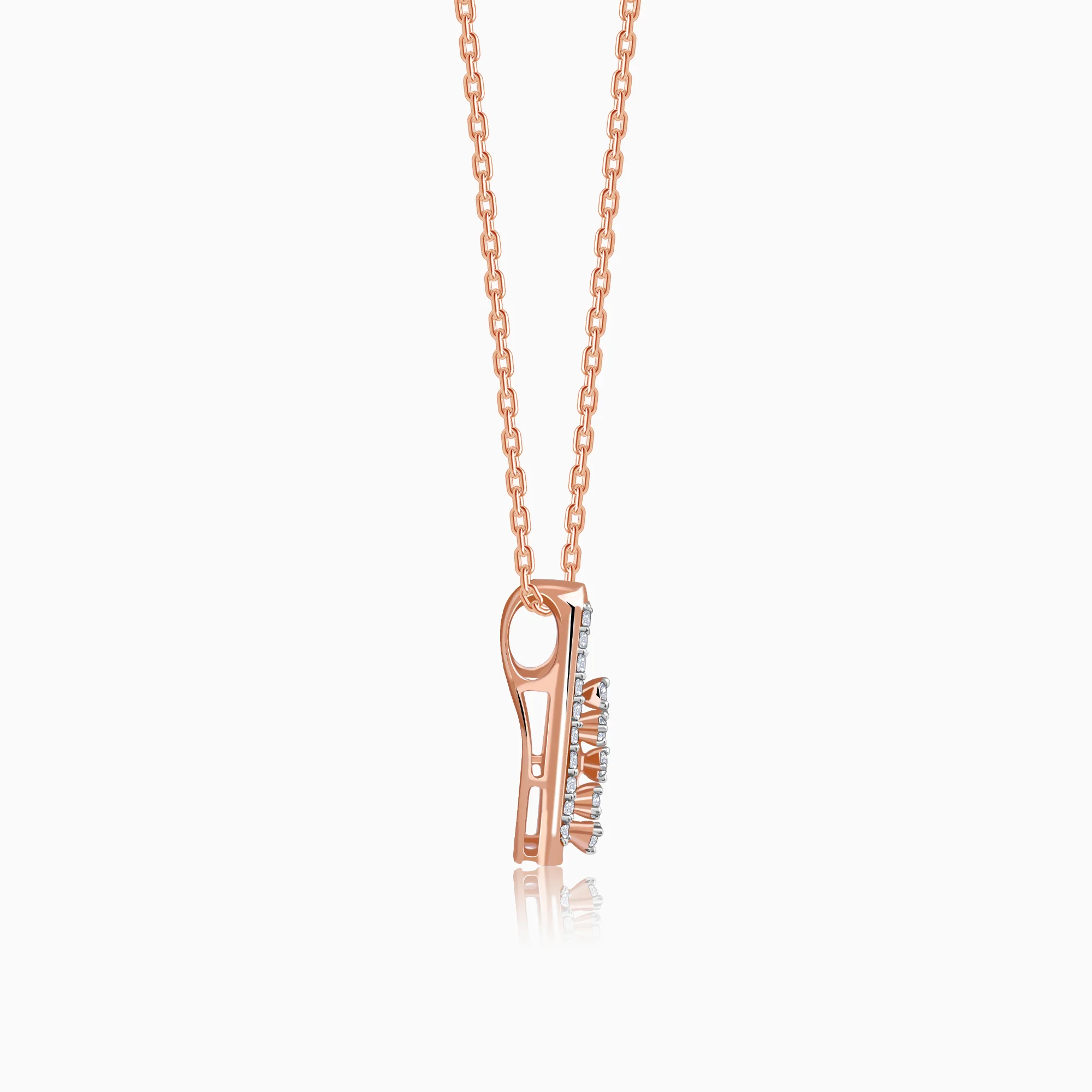 Rose Gold Modern Pear Lab Grown Diamond Pendant - Image 5