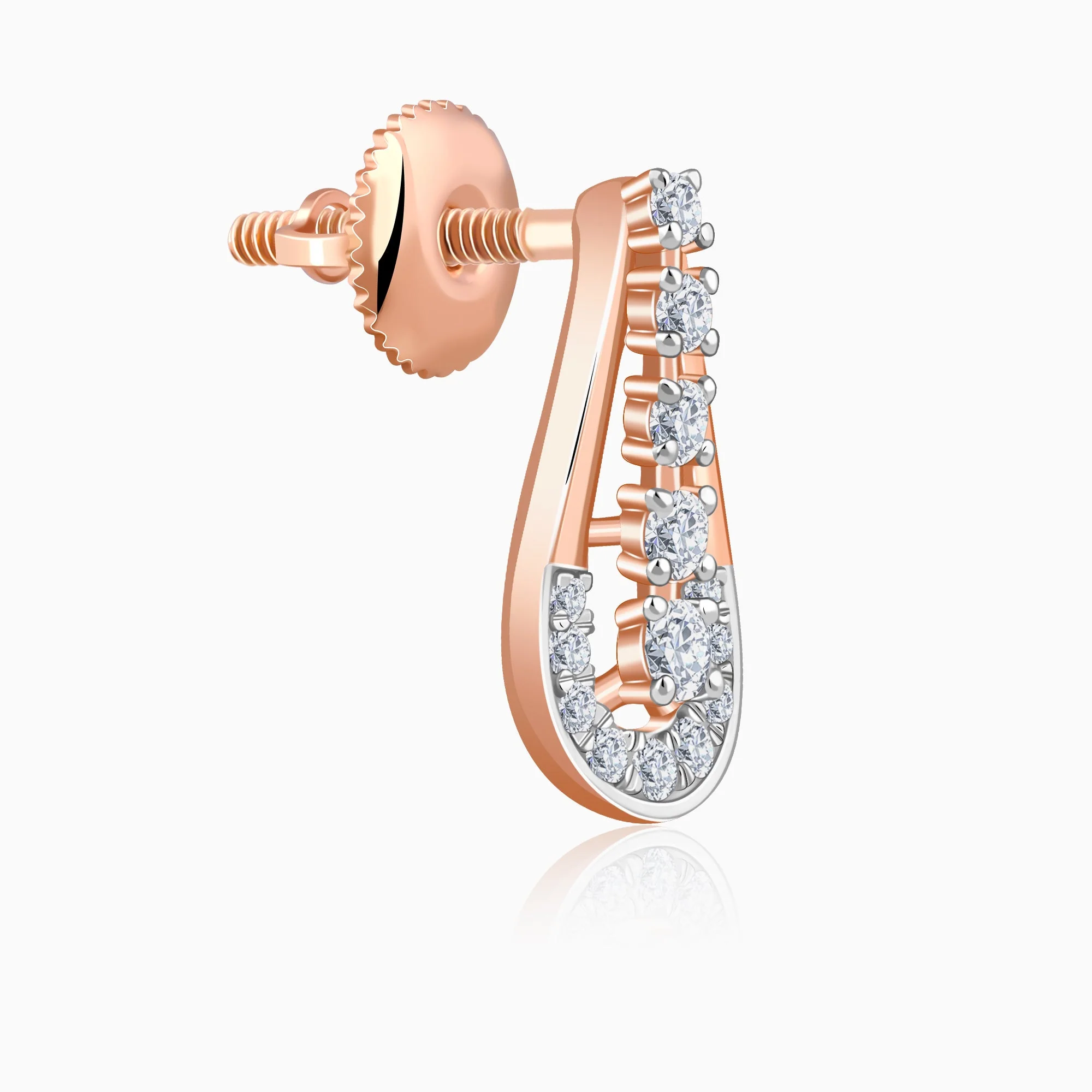 Rose Gold Modern Pear Lab Grown Diamond Earrings - Image 4