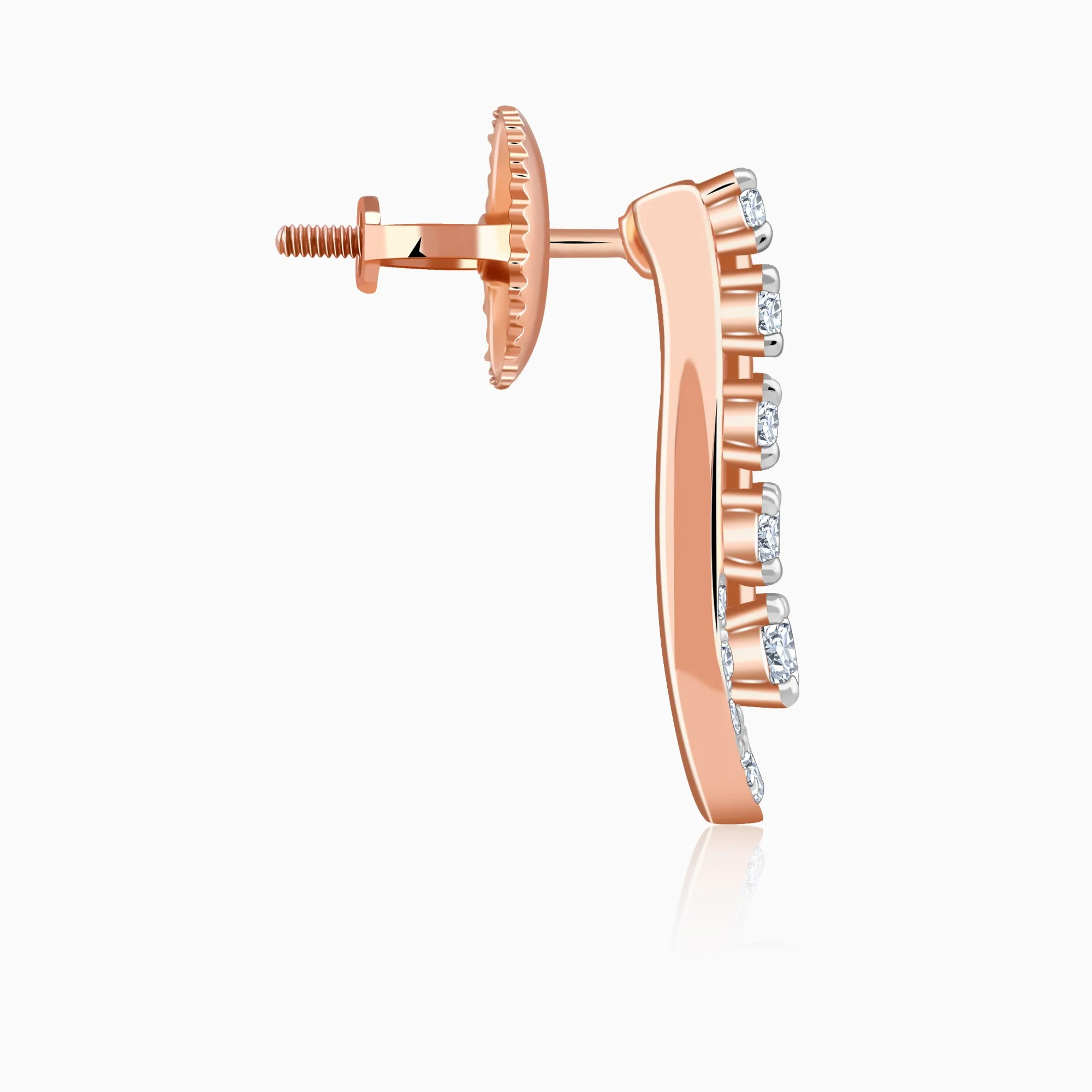 Rose Gold Modern Pear Lab Grown Diamond Earrings - Image 5
