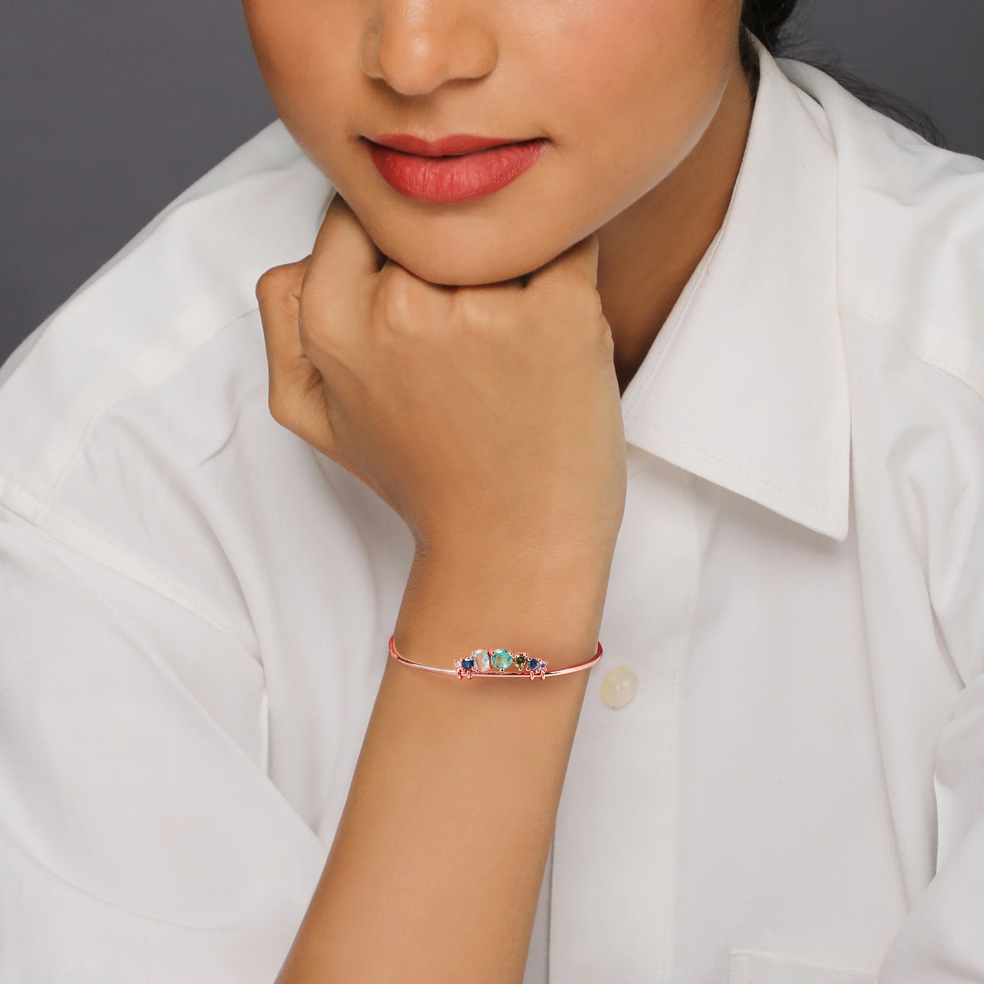 Anushka Sharma Rose Gold Multi-Hued Tiara Bangle Bracelet - Image 2