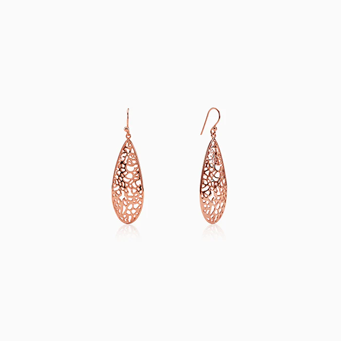 Rose Gold Oval Filigree Earrings