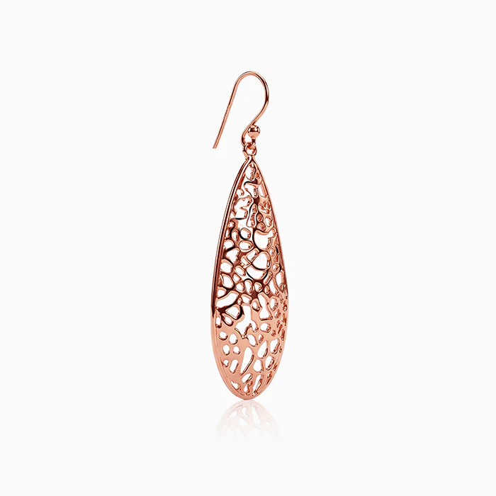 Rose Gold Oval Filigree Earrings - Image 4