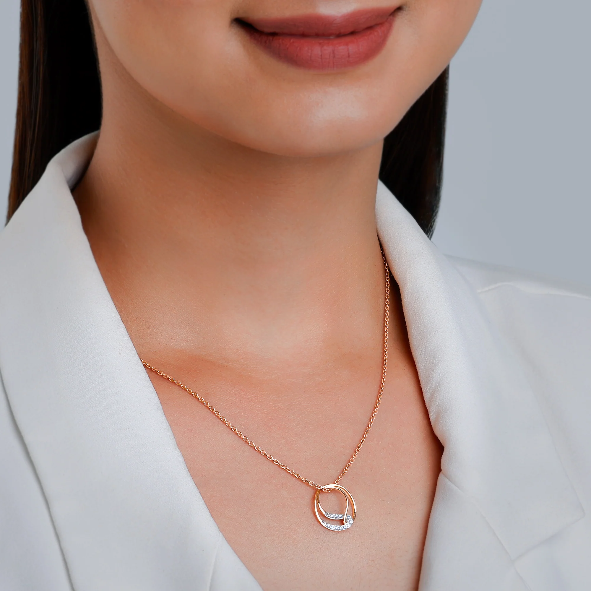 Rose Gold Oxbow Diamond Pendant - Image 3
