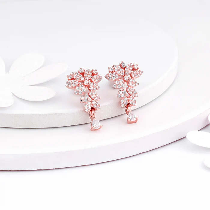 Rose Gold Party Wear Earrings - Image 2