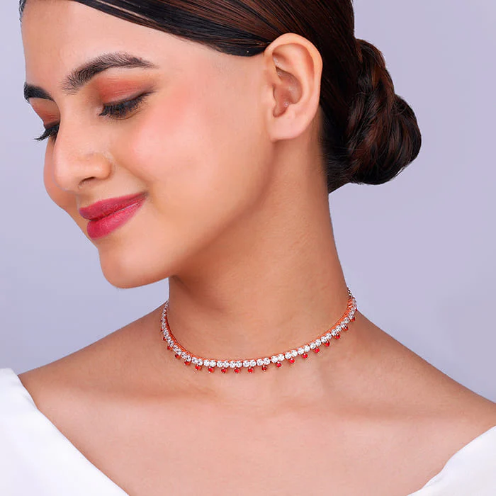 Rose Gold Passionate Heart Choker Necklace - Image 3