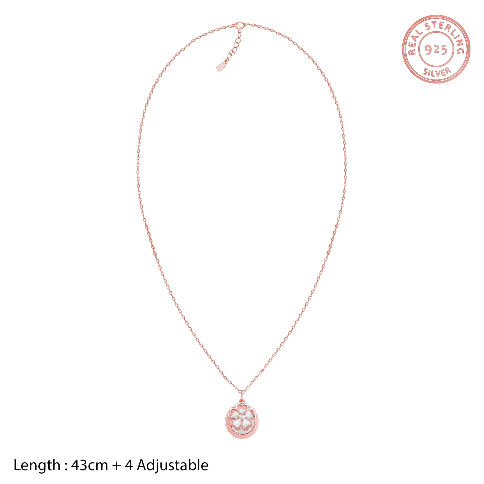 Rose Gold Pea Flower Pendant with Link Chain - Image 5