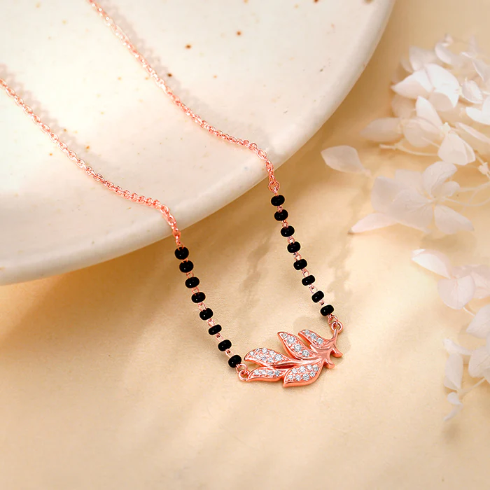 Rose Gold Peacock Feather Mangalsutra - Image 2