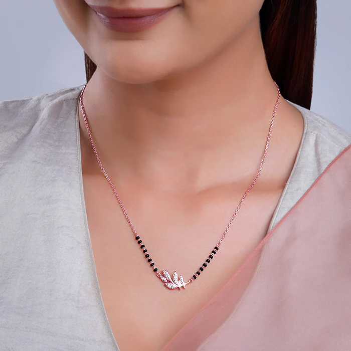 Rose Gold Peacock Feather Mangalsutra - Image 3