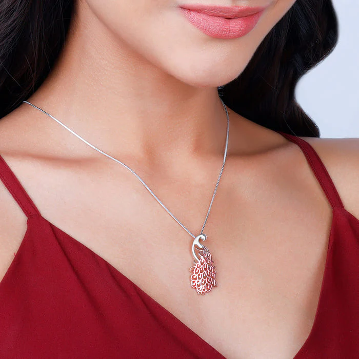 Anushka Sharma Rose Gold Peacock Pendant - Image 4