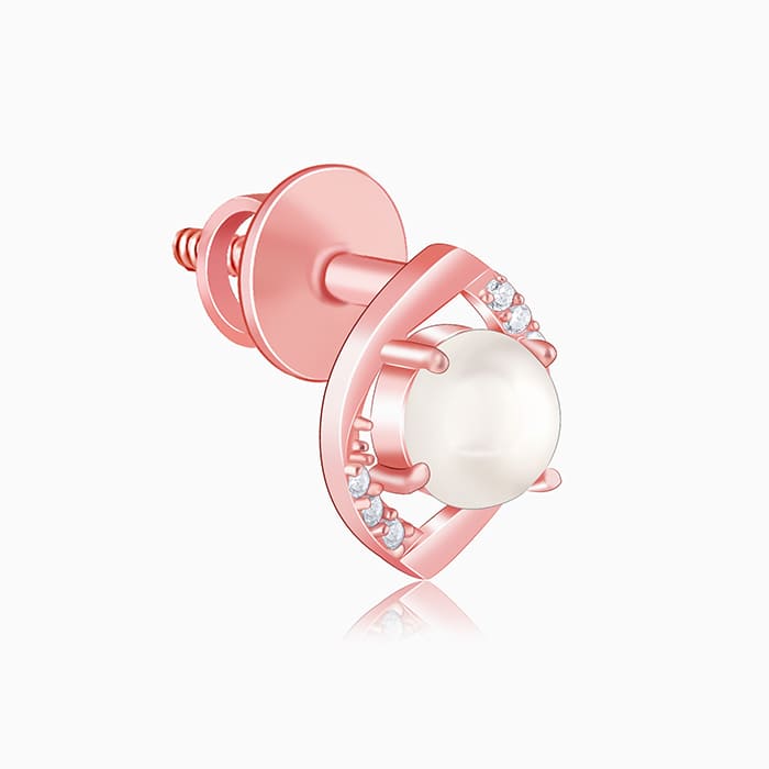 Rose Gold Pearl-fect Earrings - Image 4