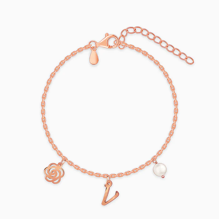 Rose Gold Pearl Rosey Personalised Bracelet - Image 2