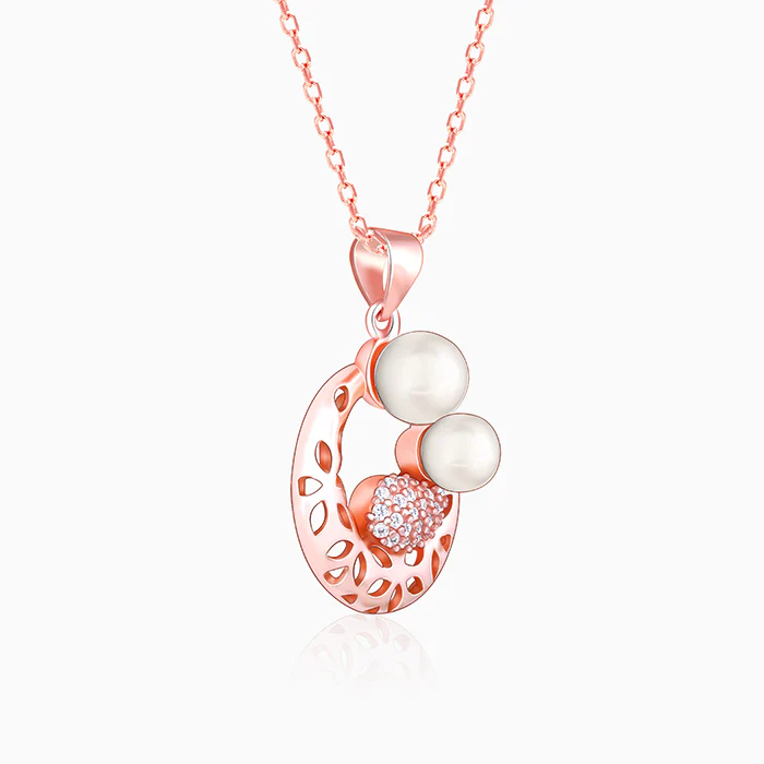 Rose Gold Pearlescent Cuddle Pendant With Link Chain - Image 4