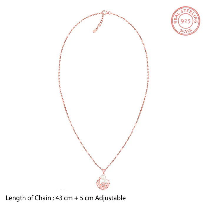 Rose Gold Pearlescent Cuddle Pendant With Link Chain - Image 6