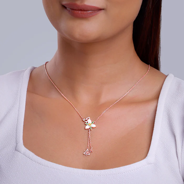 Rose Gold Persistent Trillium Lariat Necklace - Image 3