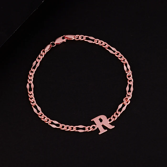 Rose Gold Personalised Alpha Initial Bracelet For Him - Image 2