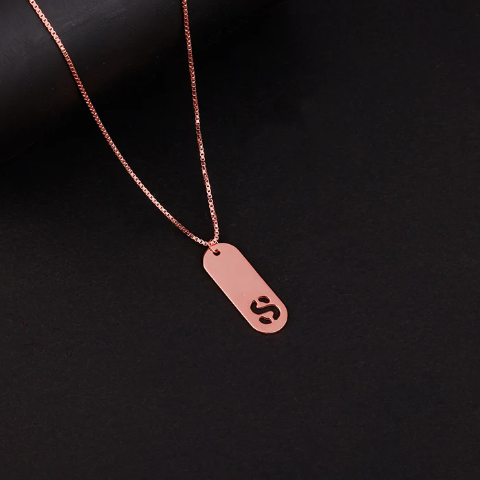 Rose Gold Personalised Alpha Tag Initial Pendant For Him - Image 2