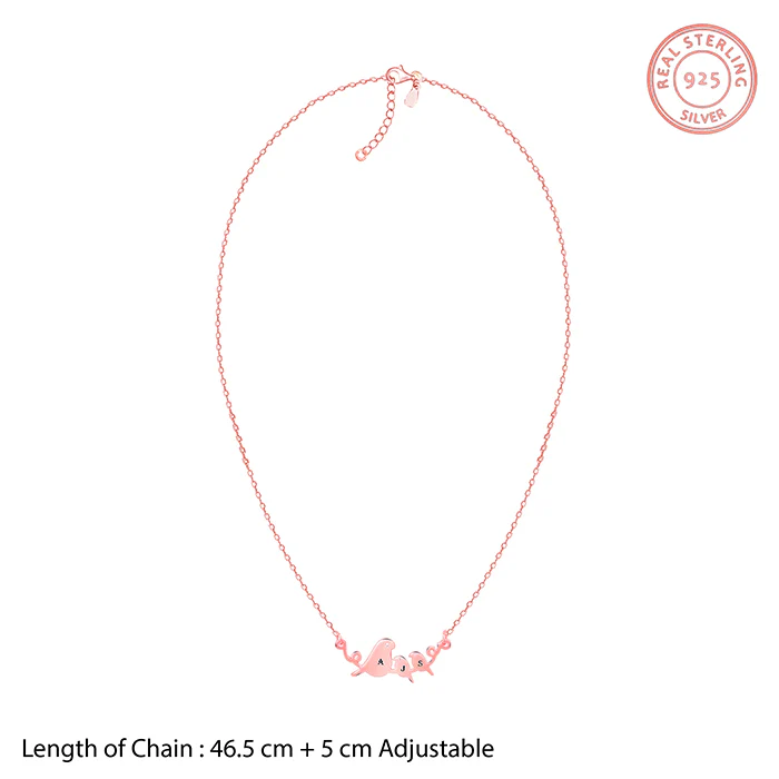 Rose Gold Personalised Birdie Initial Necklace - Image 5