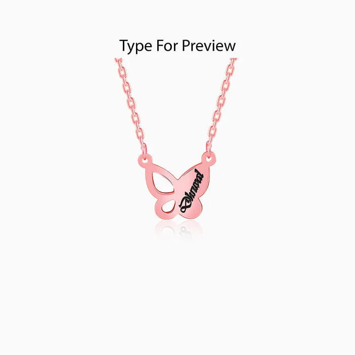 Rose Gold Personalised Butterfly Necklace - Image 2