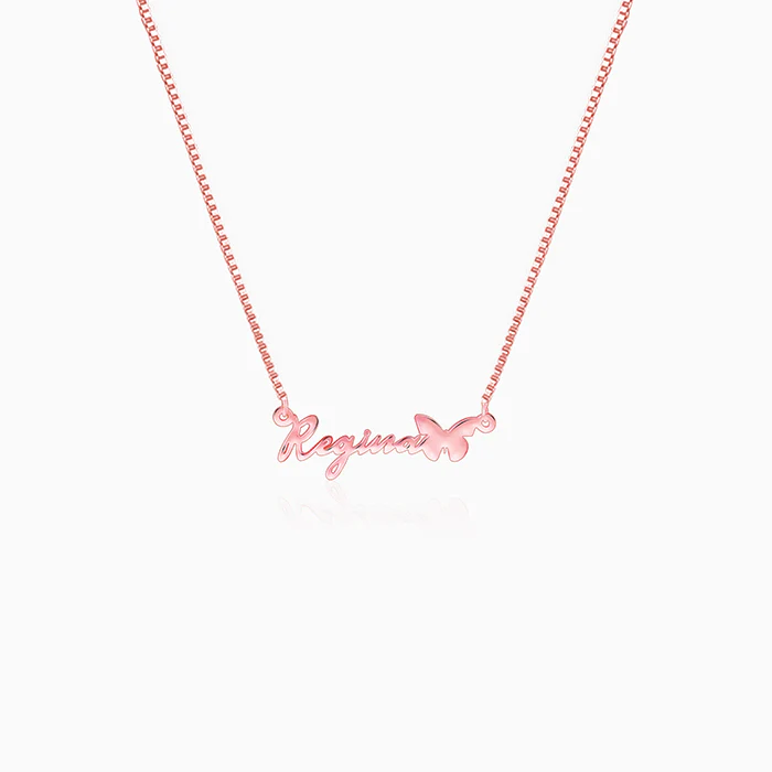 Rose Gold Personalised Butterfly Pendant