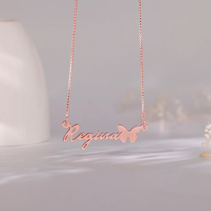 Rose Gold Personalised Butterfly Pendant - Image 3