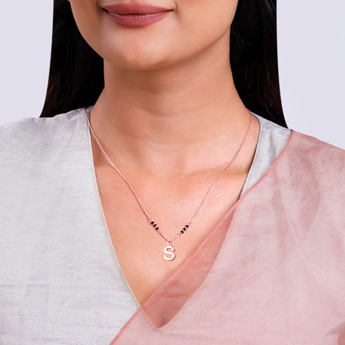 Rose Gold Personalised Cherished Initial Mangalsutra - Image 3