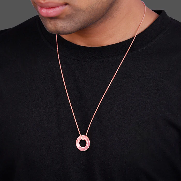 Rose Gold Personalised Circular Pendant For Him - Image 3