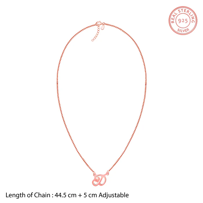Rose Gold Personalised Cursive Initial Necklace - Image 5