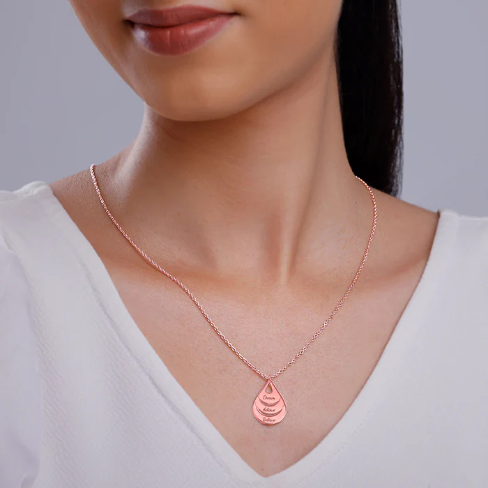 Rose Gold Personalised Dreamy Teardrop Pendant With Link Chain - Image 4